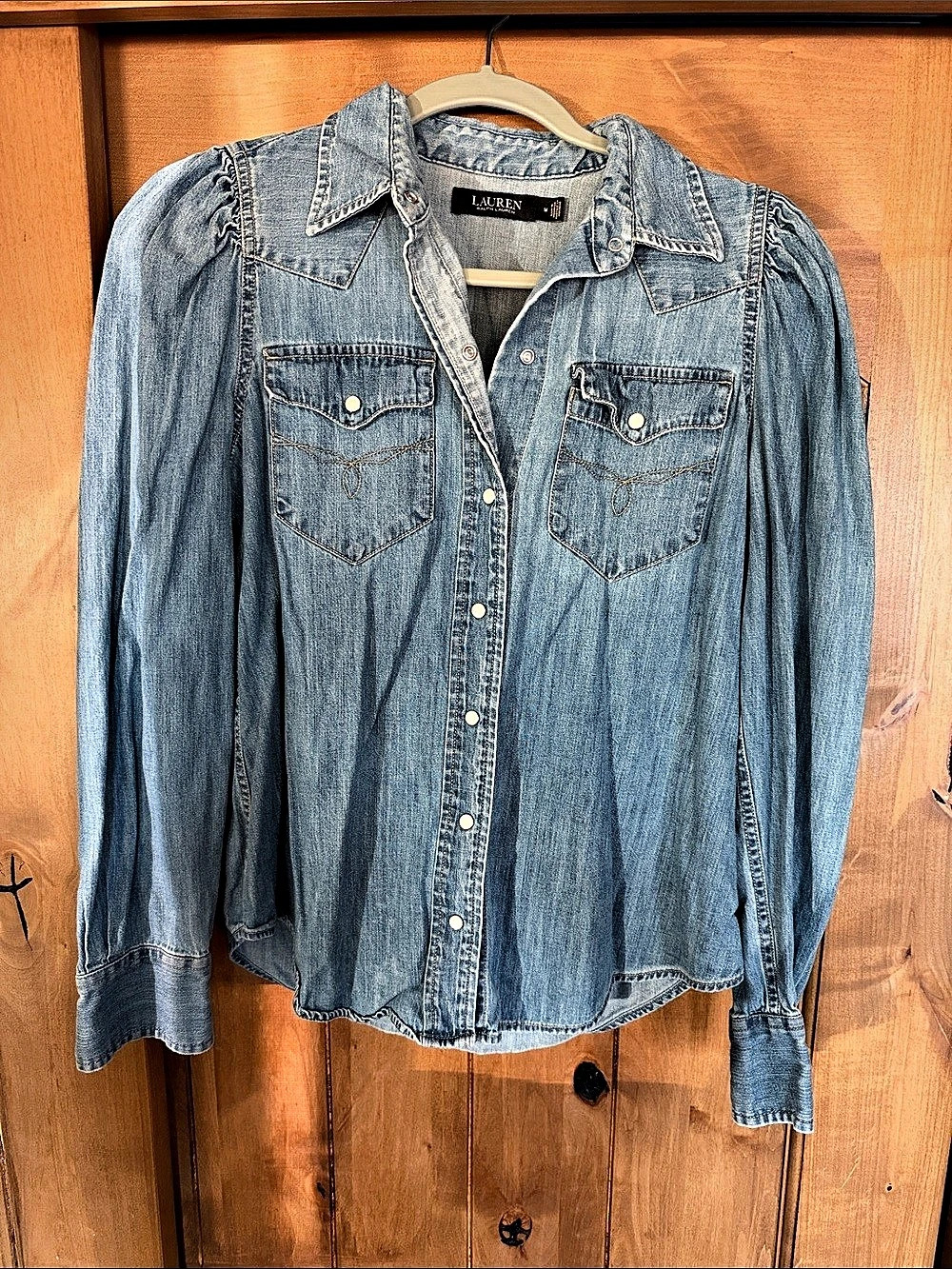 Lauren Denim Button Down Shirt in Blue Like New